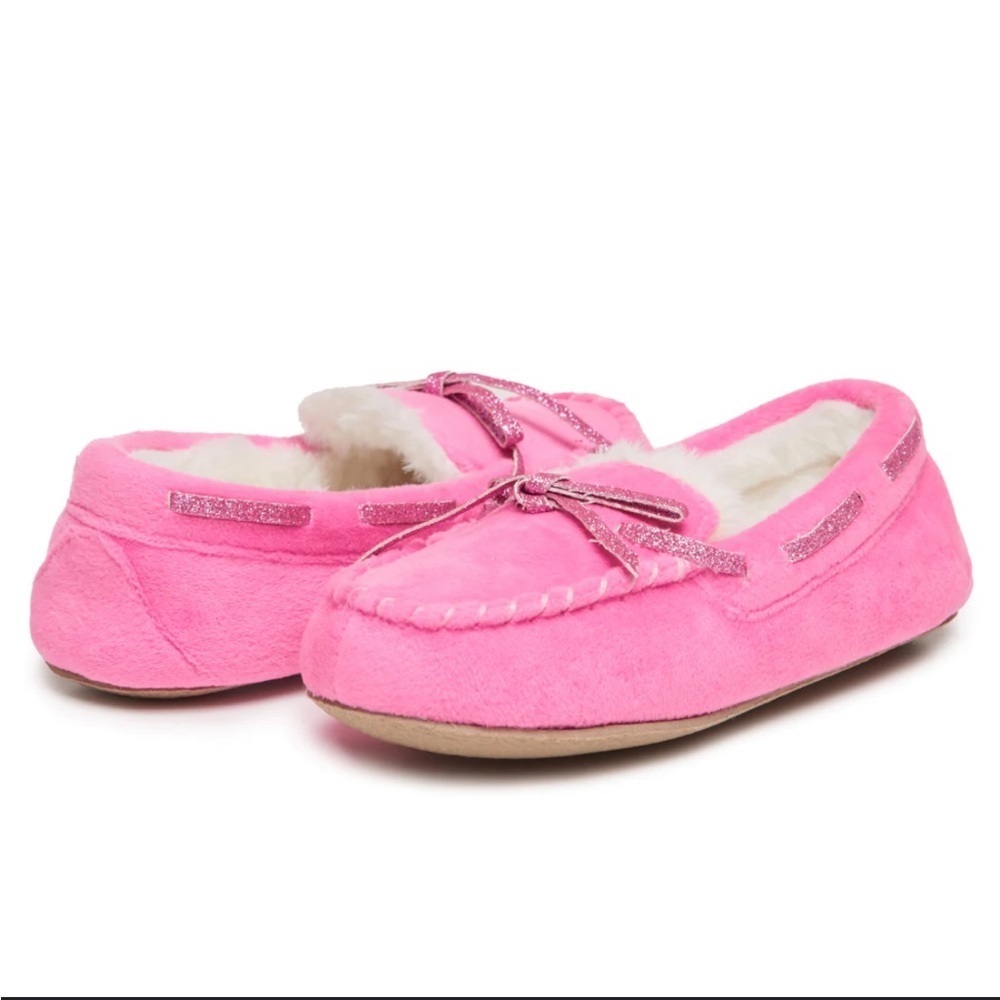 Laura Ashley Girls Soft Moccasin with Faux Fur Lining